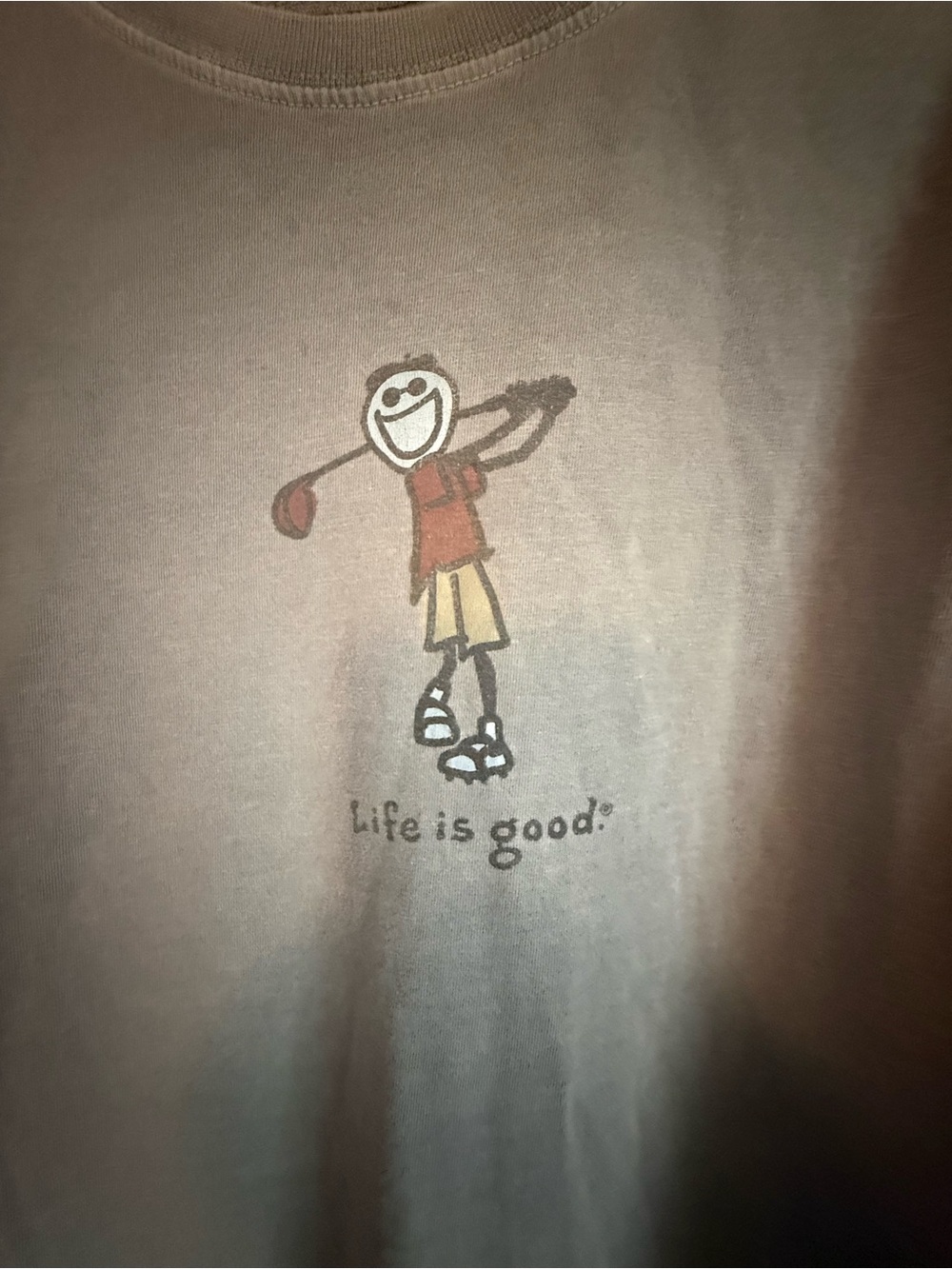 Life Is Good unisex xxl-Sleeve Golf Graphic Tee in blue with Red and Yello